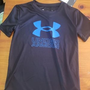Under Armour Black Large Logo Boys Size 6 Tee